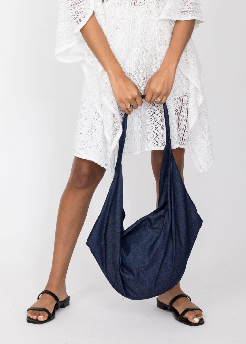 Reclaimed Multi - Wear Bag in Blue Denim - likemary