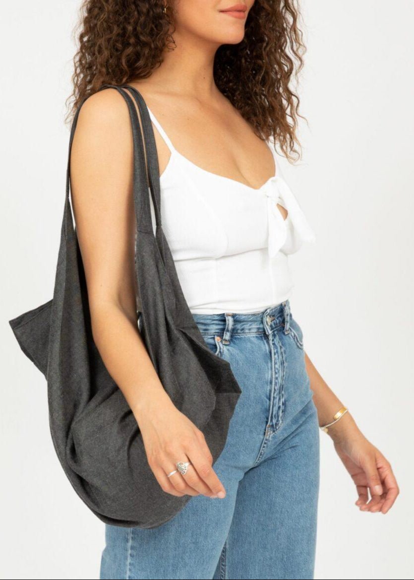 Reclaimed Multi - Wear Bag in Grey Denim - likemary