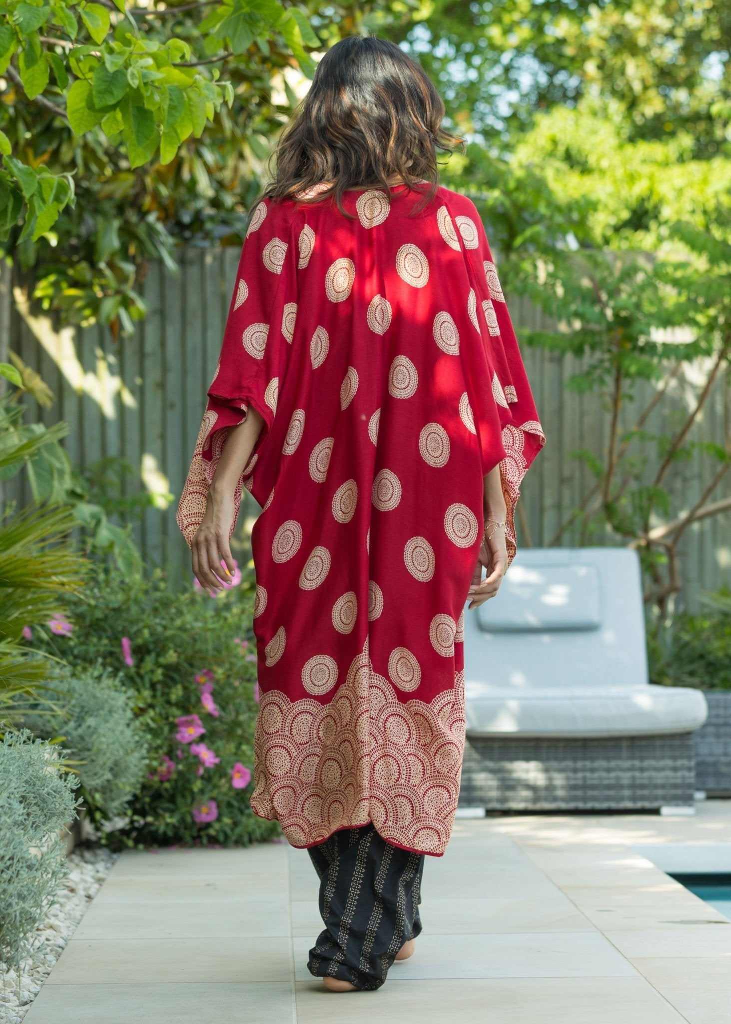 Relaxed Mandala Print Kimono in Red - likemary
