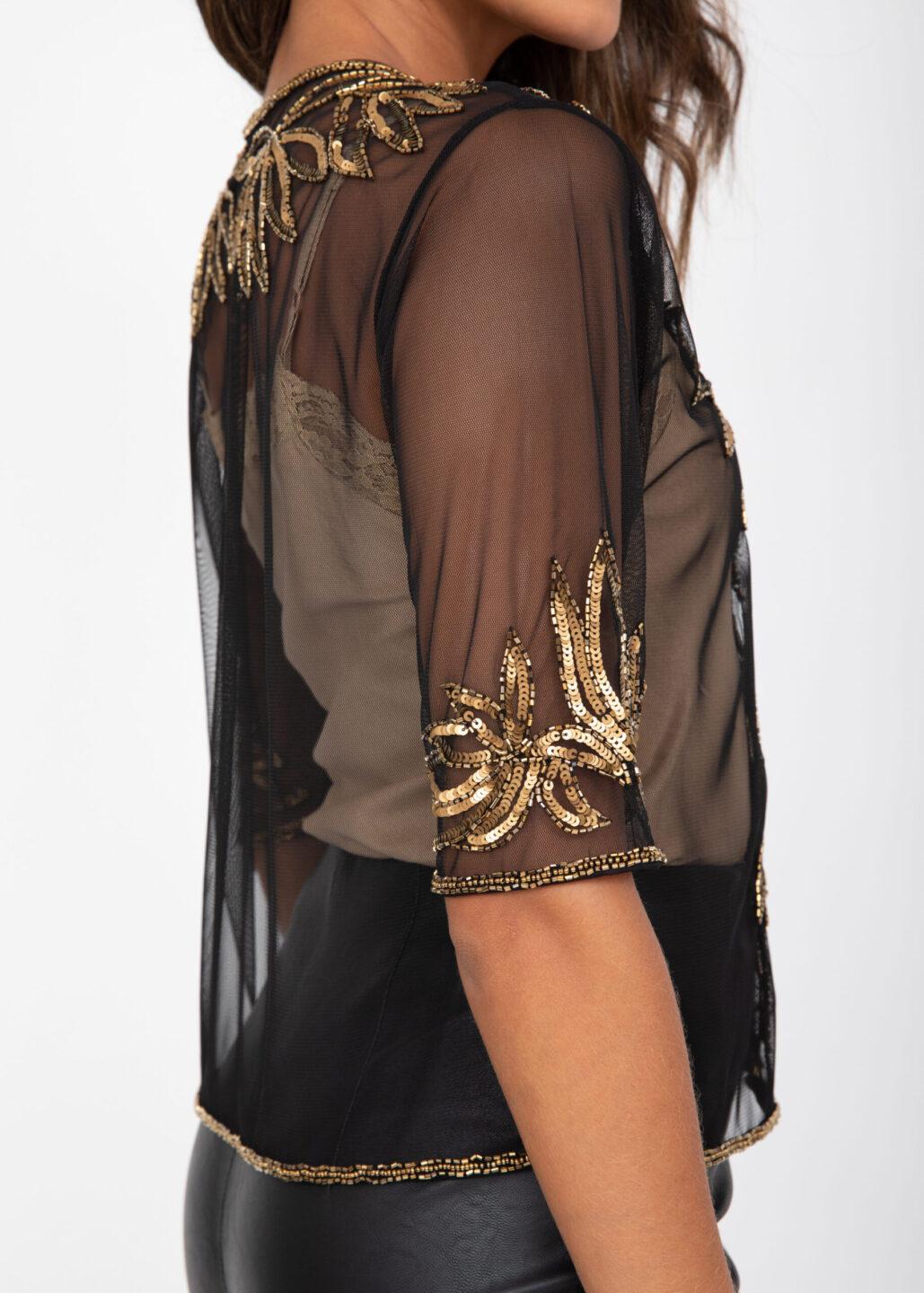 Sequin And Bead Embellished Bolero In Gold - likemary