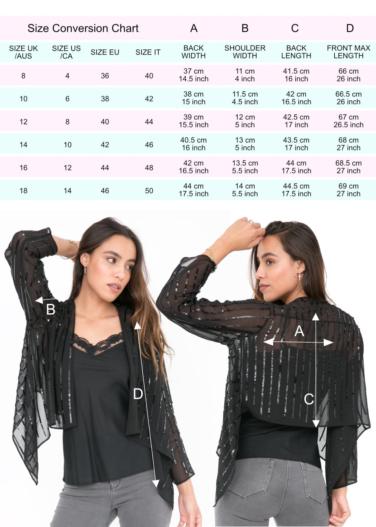 Sheer Chiffon Sequins Shrug Bolero Black - likemary