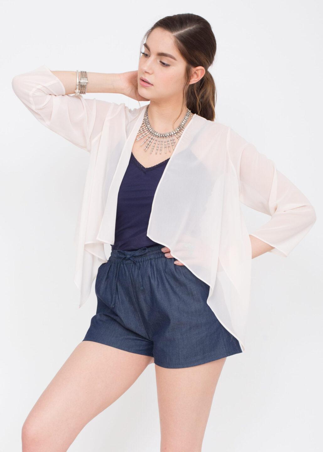 Sheer Chiffon Shrug Bolero Blush Pink - likemary