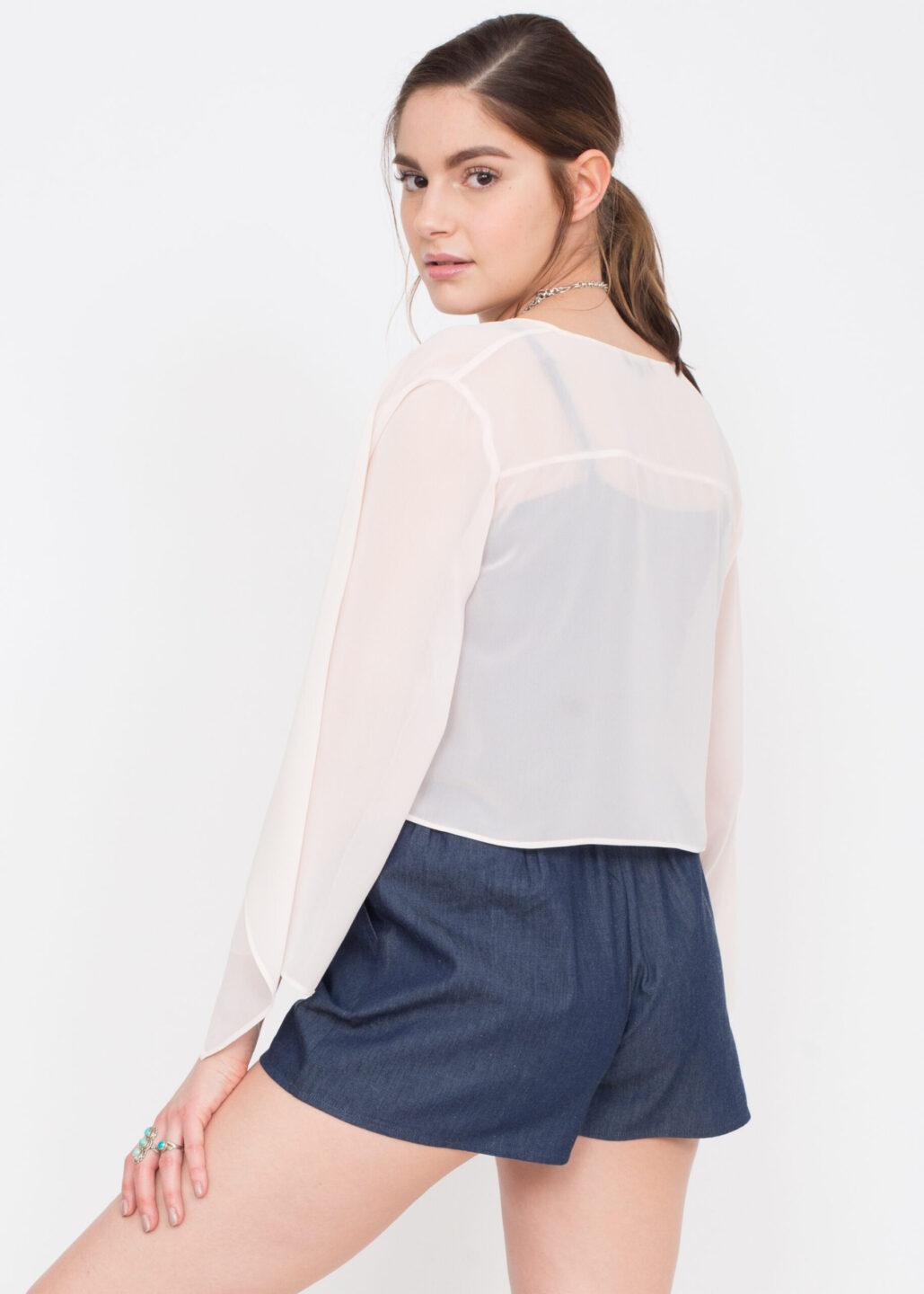 Sheer Chiffon Shrug Bolero Blush Pink - likemary