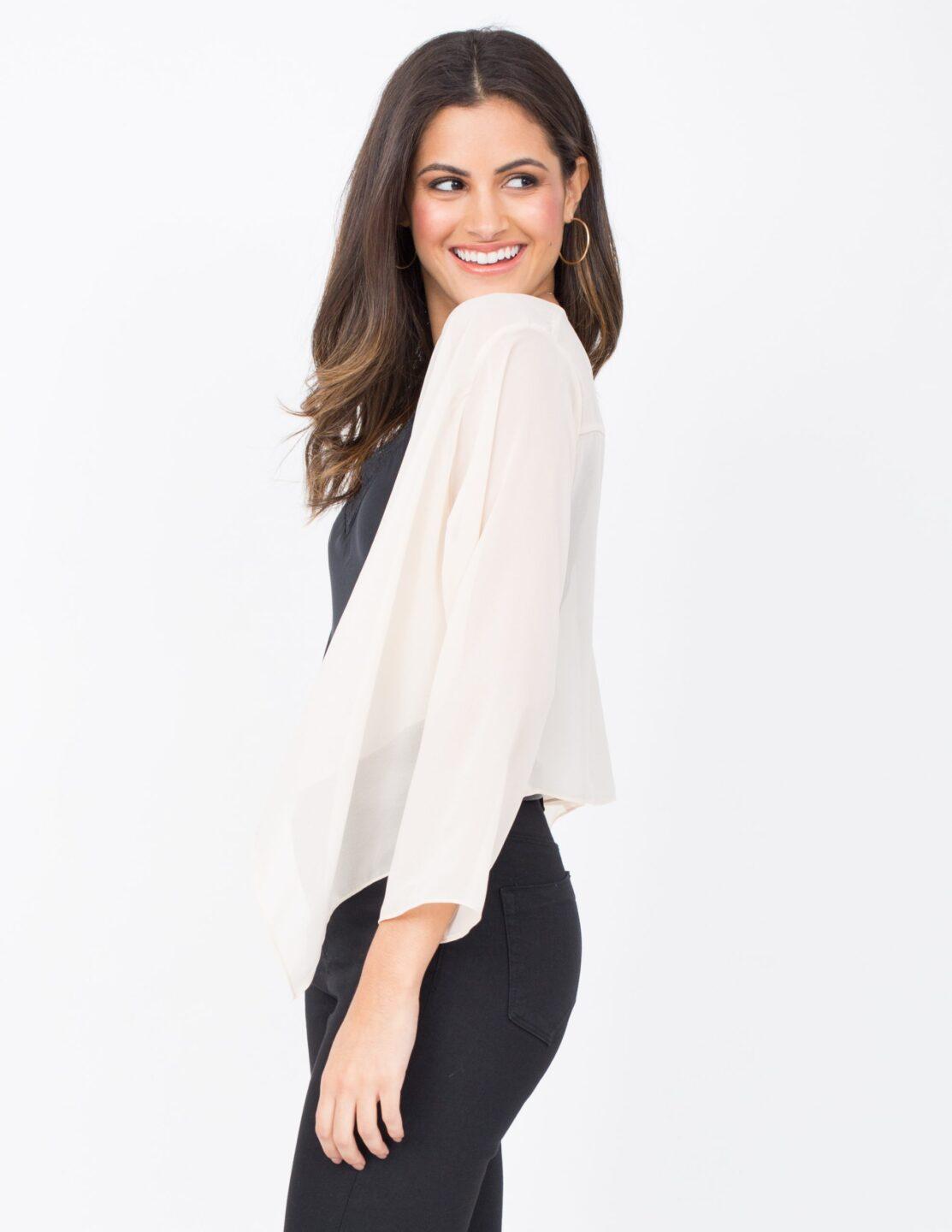 Sheer Chiffon Shrug Bolero Nude - likemary