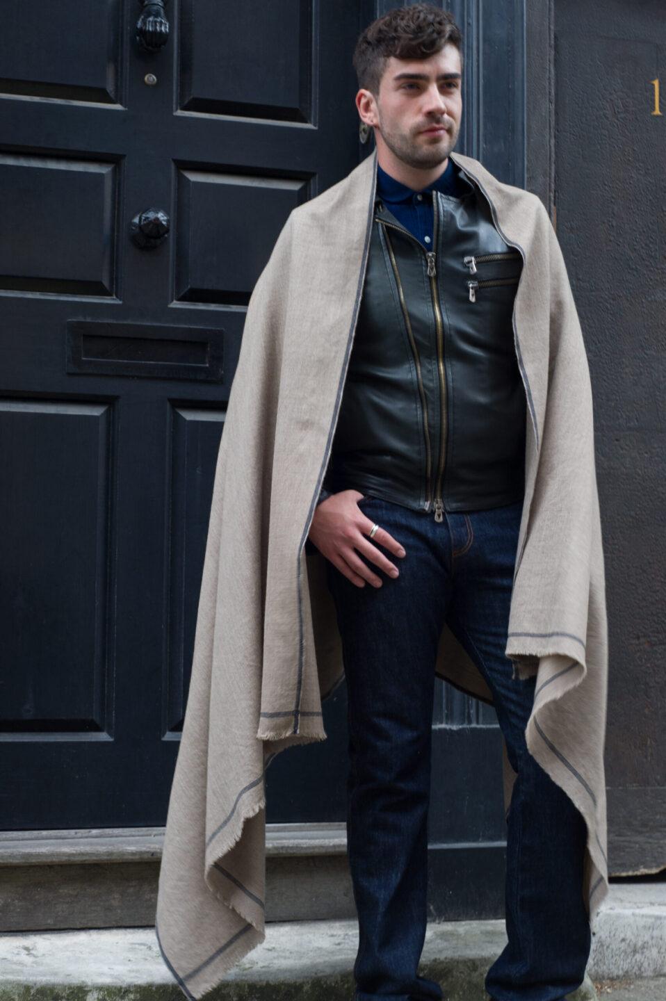 Shoreditch Merino Wool Shawl & Oversize Scarf Truffle 100 x 215cm - likemary
