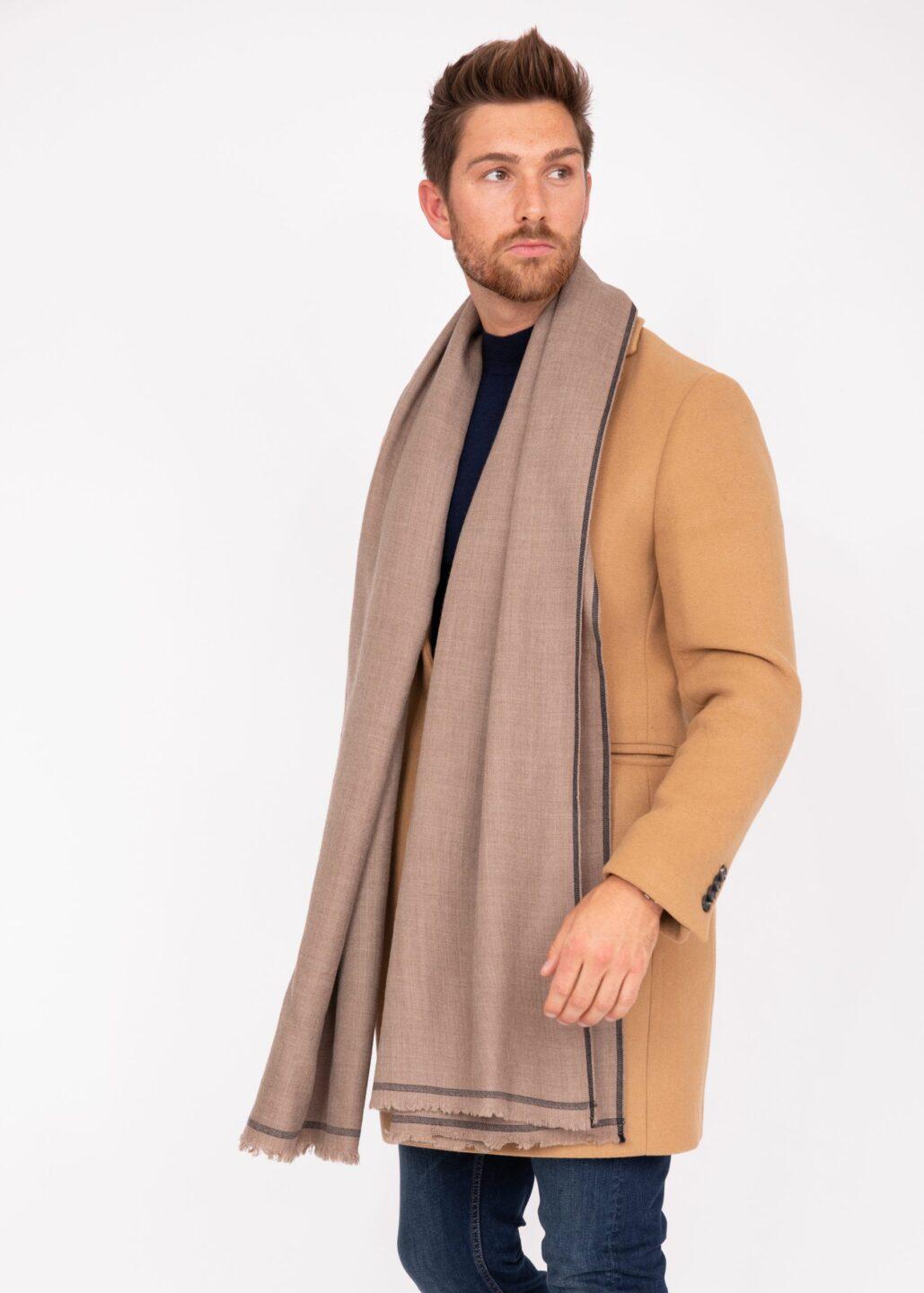 Shoreditch Merino Wool Shawl & Oversize Scarf Truffle 100 x 215cm - likemary