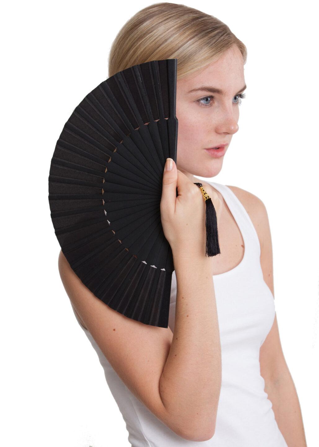 Silk Hand Fan Black - likemary