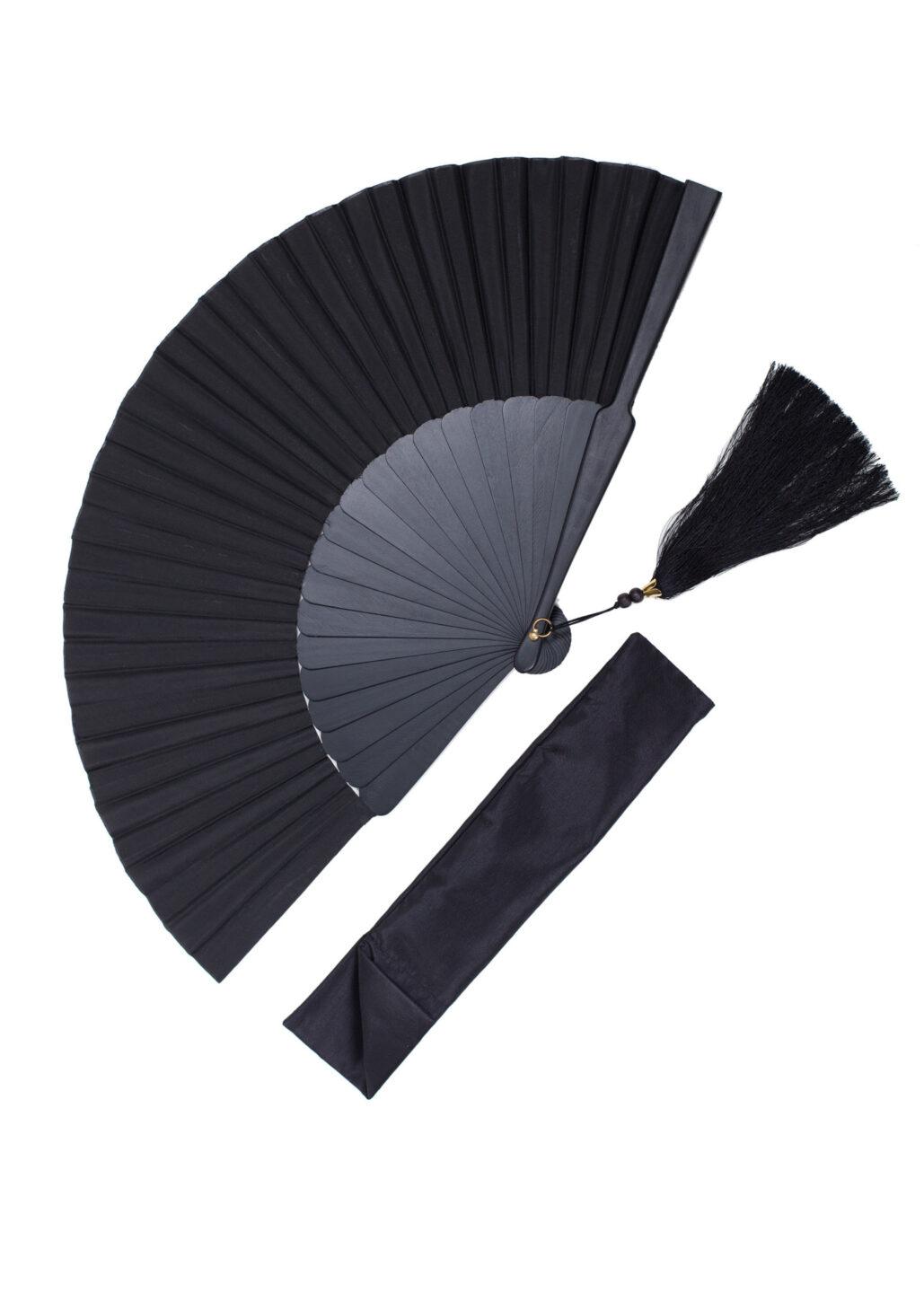 Silk Hand Fan Black - likemary