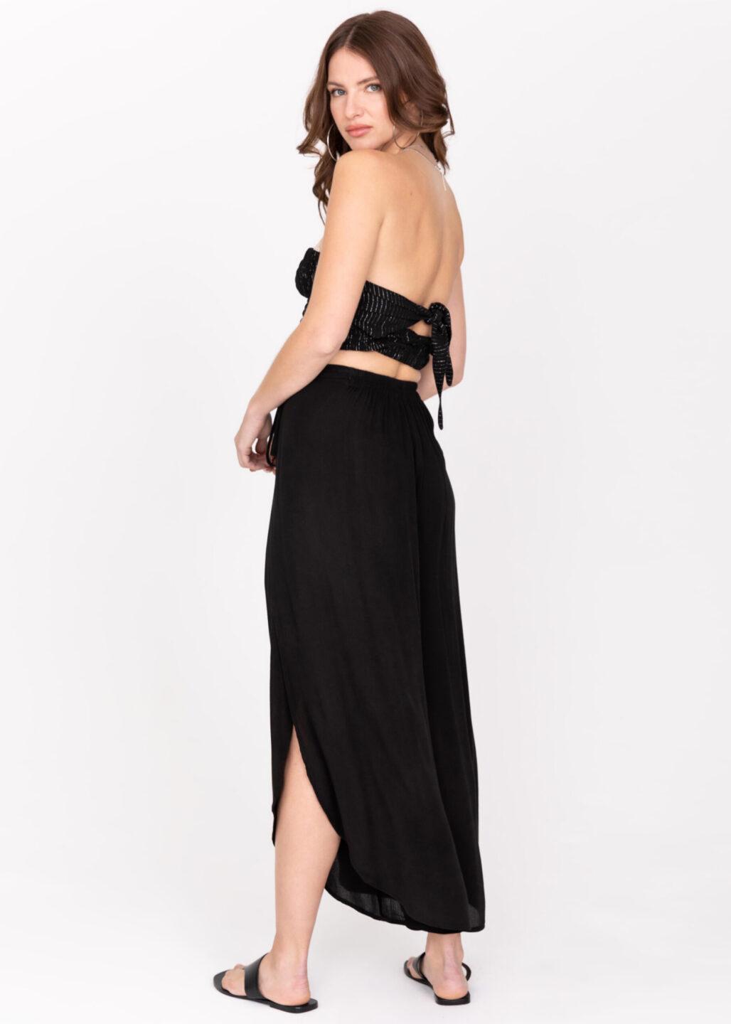 Skirt Trousers in Black with Side Slits - likemary