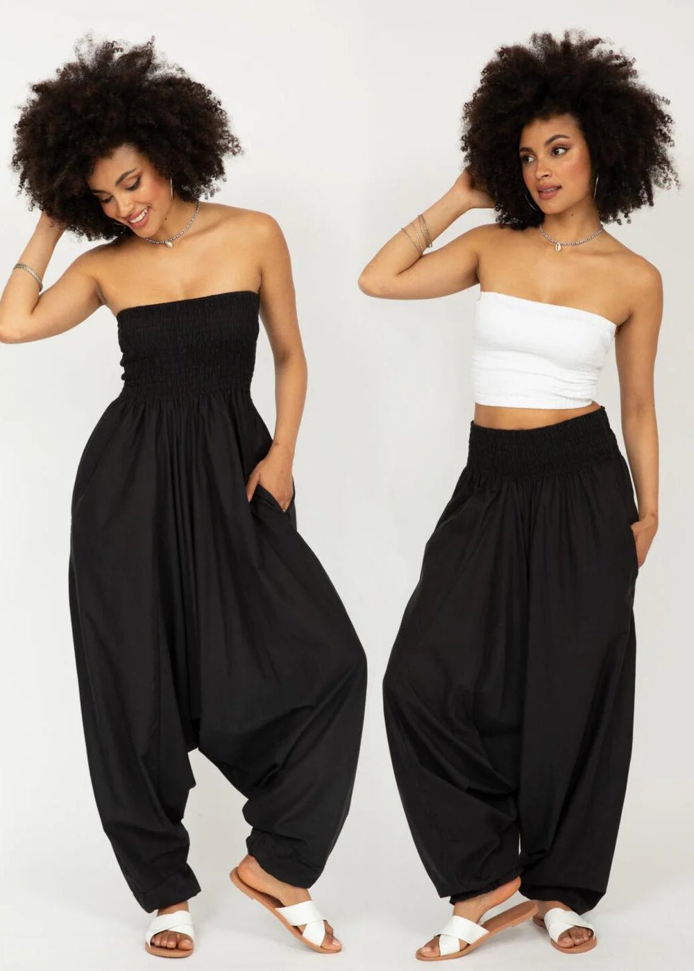 Convertible Cotton Harem Jumpsuit & Harem Pants Black - 2-in-1 – clothing and accessories by likemary