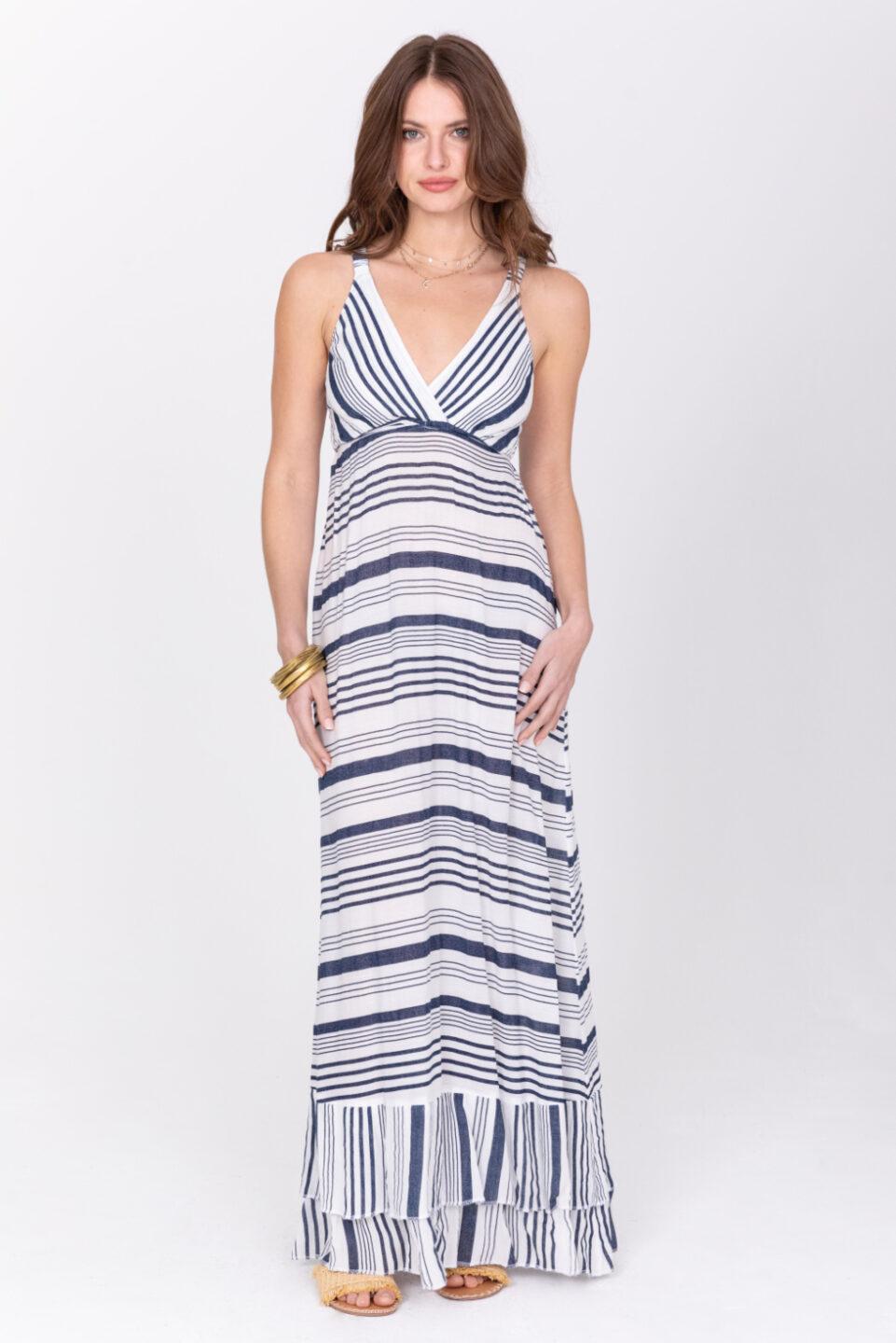 Summer Maxi Dress Riviera Stripes - likemary