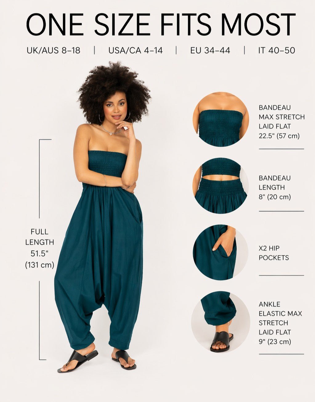 Convertible Cotton 2-in-1 Jumpsuit & Harem Pants in Teal – clothing and accessories by likemary