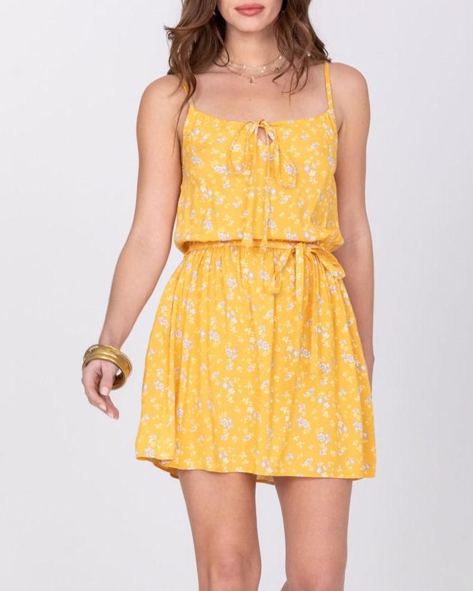 Very Mini Summer Dress in Yellow Floral Print - likemary