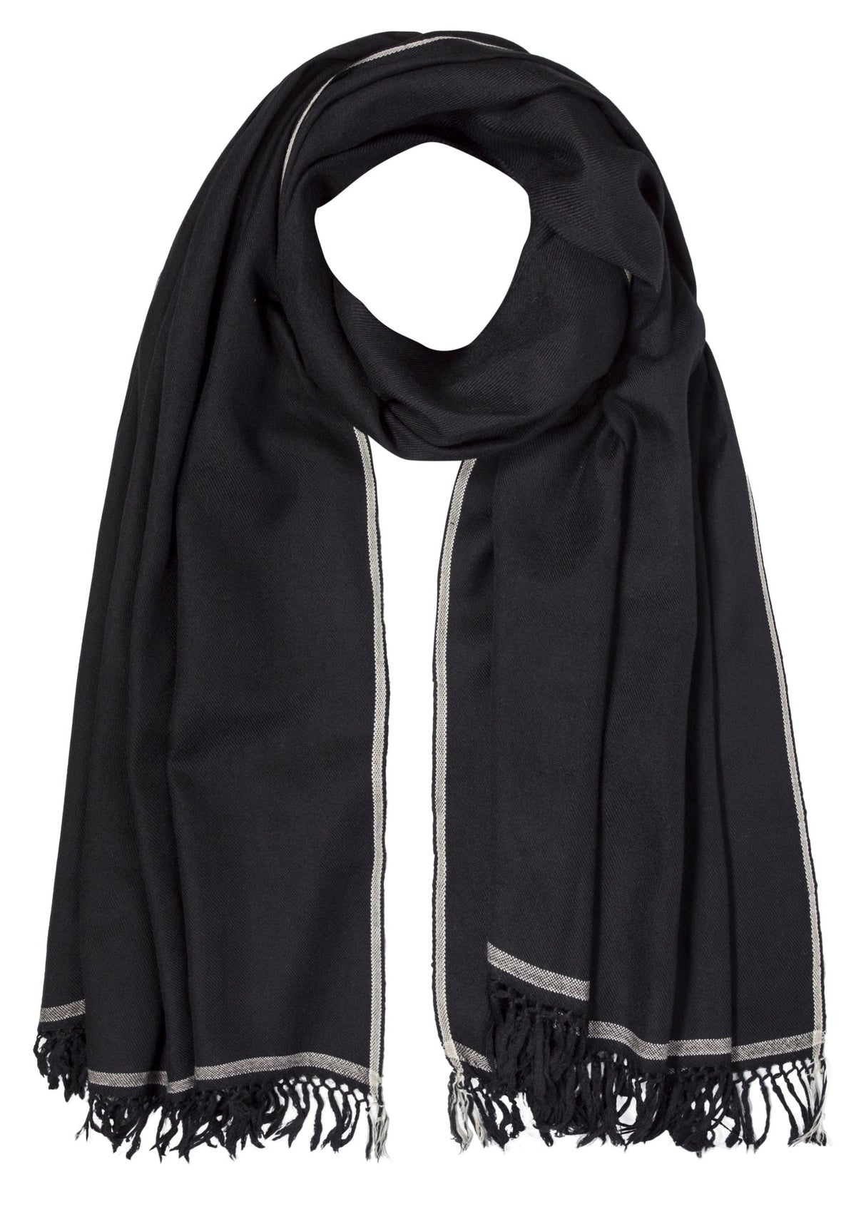 Merino Wool Shawl – Oversized Pashmina Scarf in Black – clothing and accessories by likemary