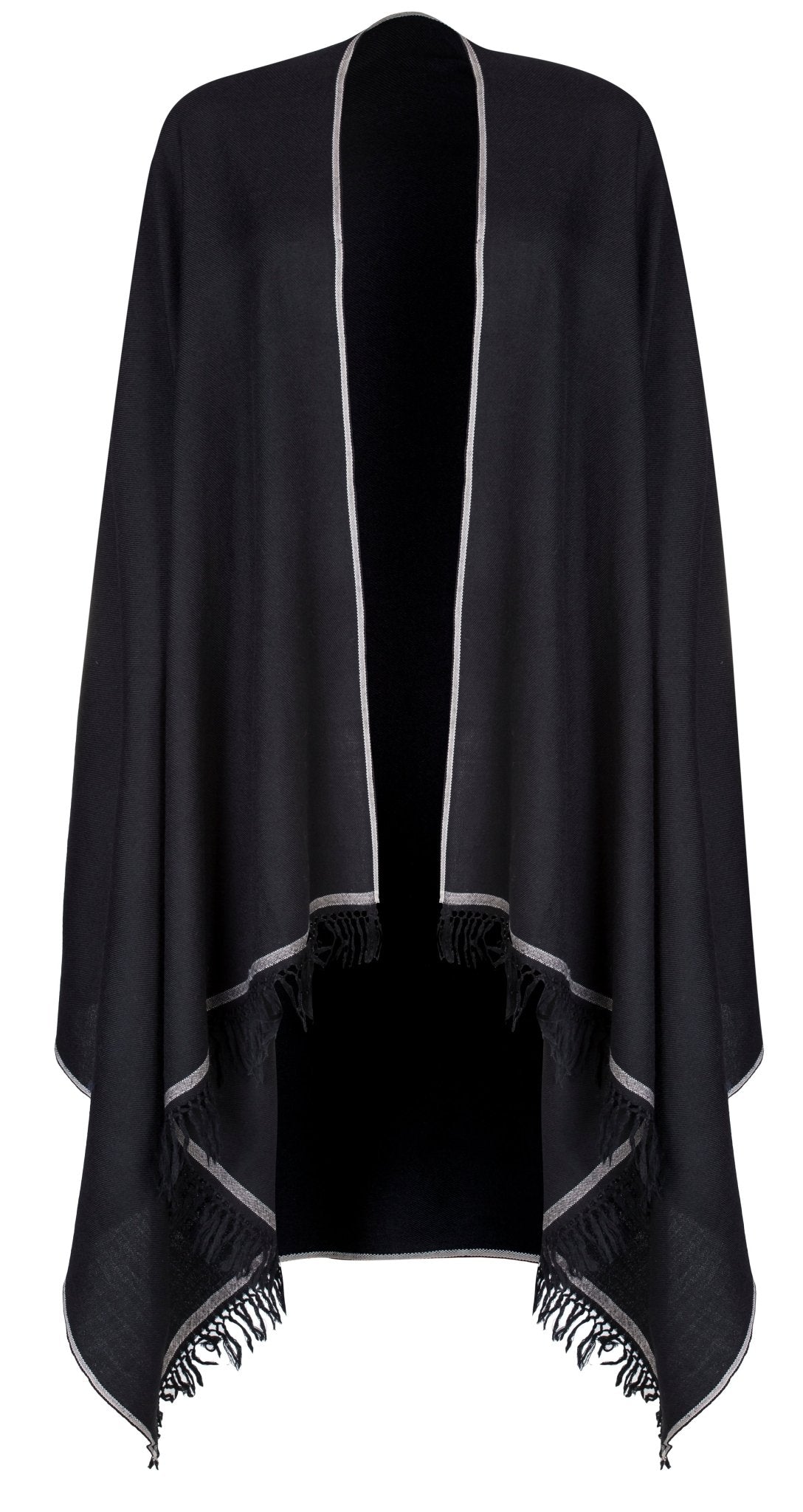 Merino Wool Shawl – Oversized Pashmina Scarf in Black – clothing and accessories by likemary