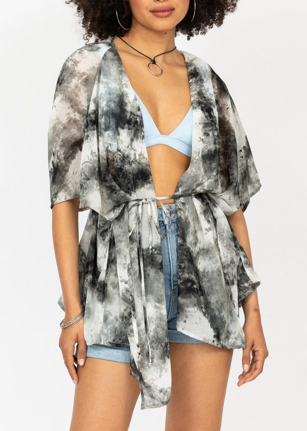 Burn Out Print Kimono Kaftan - likemary
