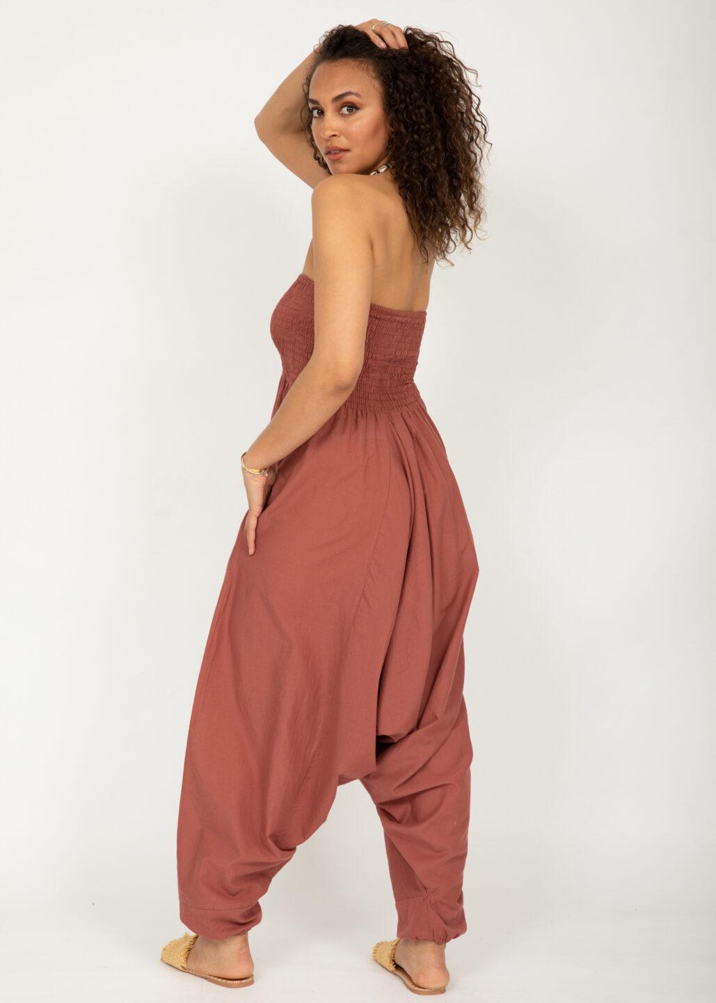Convertible Cotton 2 - in - 1 Jumpsuit & Harem Pants Dusty Pink - likemary