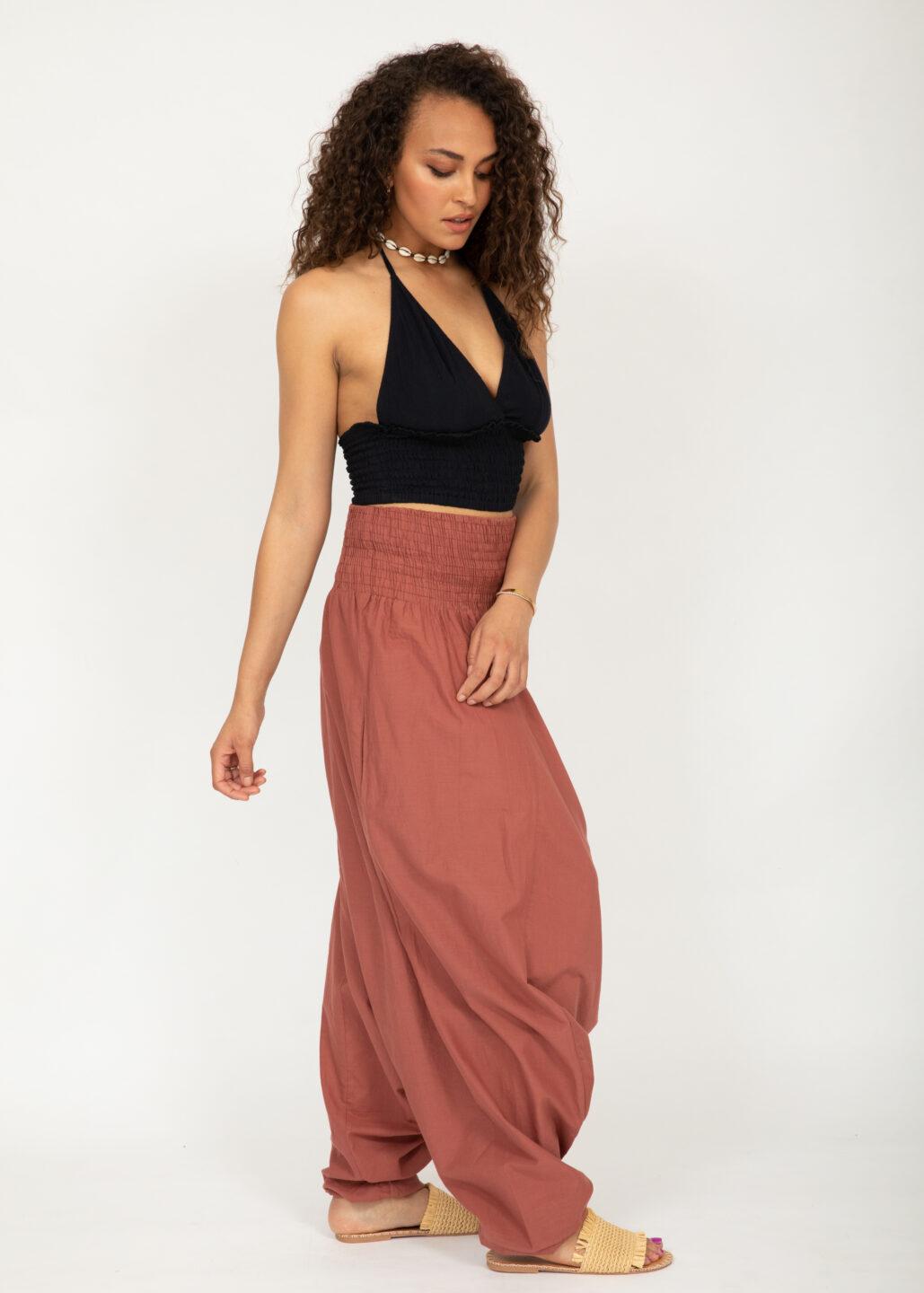 Convertible Cotton 2 - in - 1 Jumpsuit & Harem Pants Dusty Pink - likemary