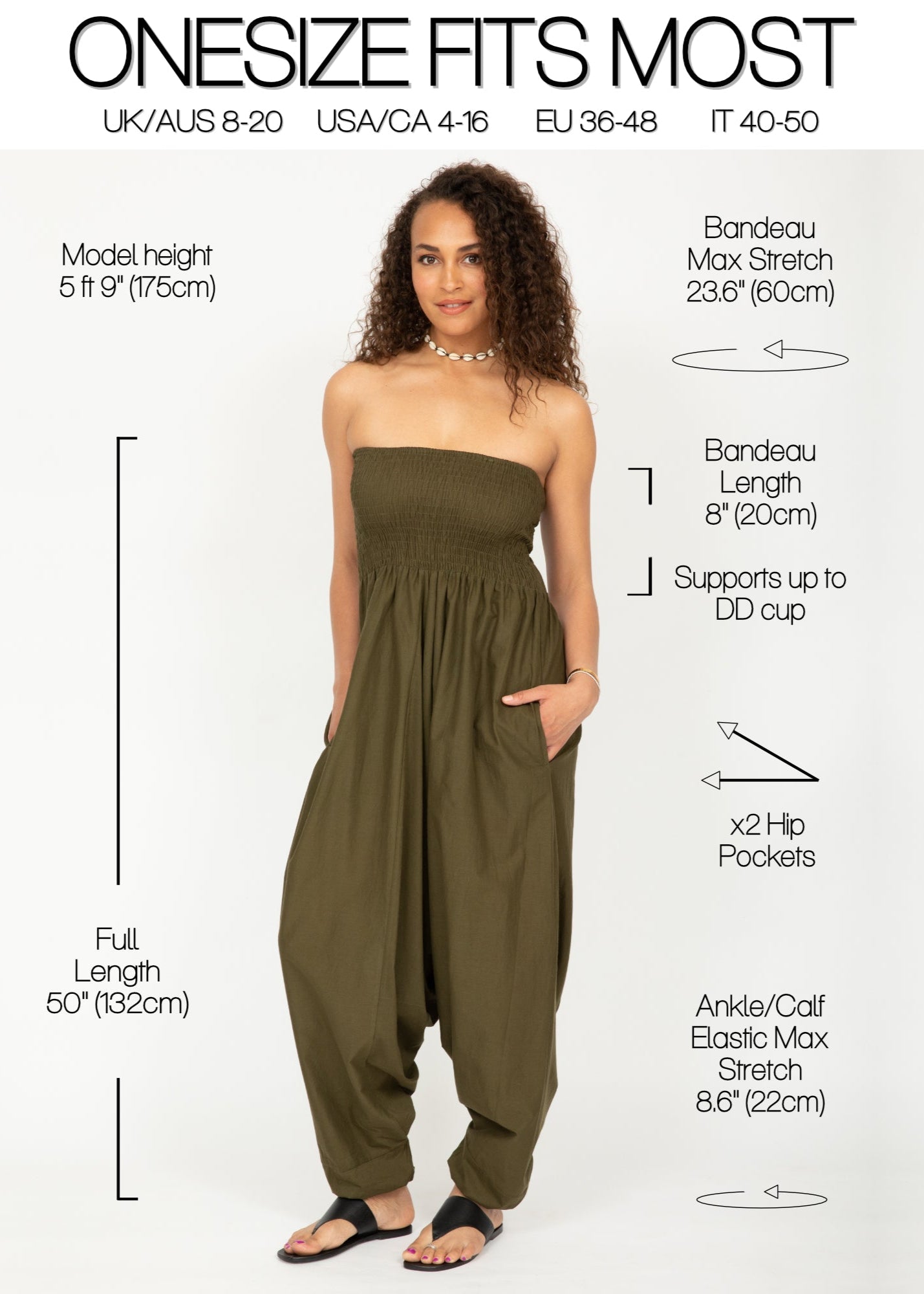 Convertible Cotton 2 - in - 1 Jumpsuit & Harem Pants in Olive Green - likemary