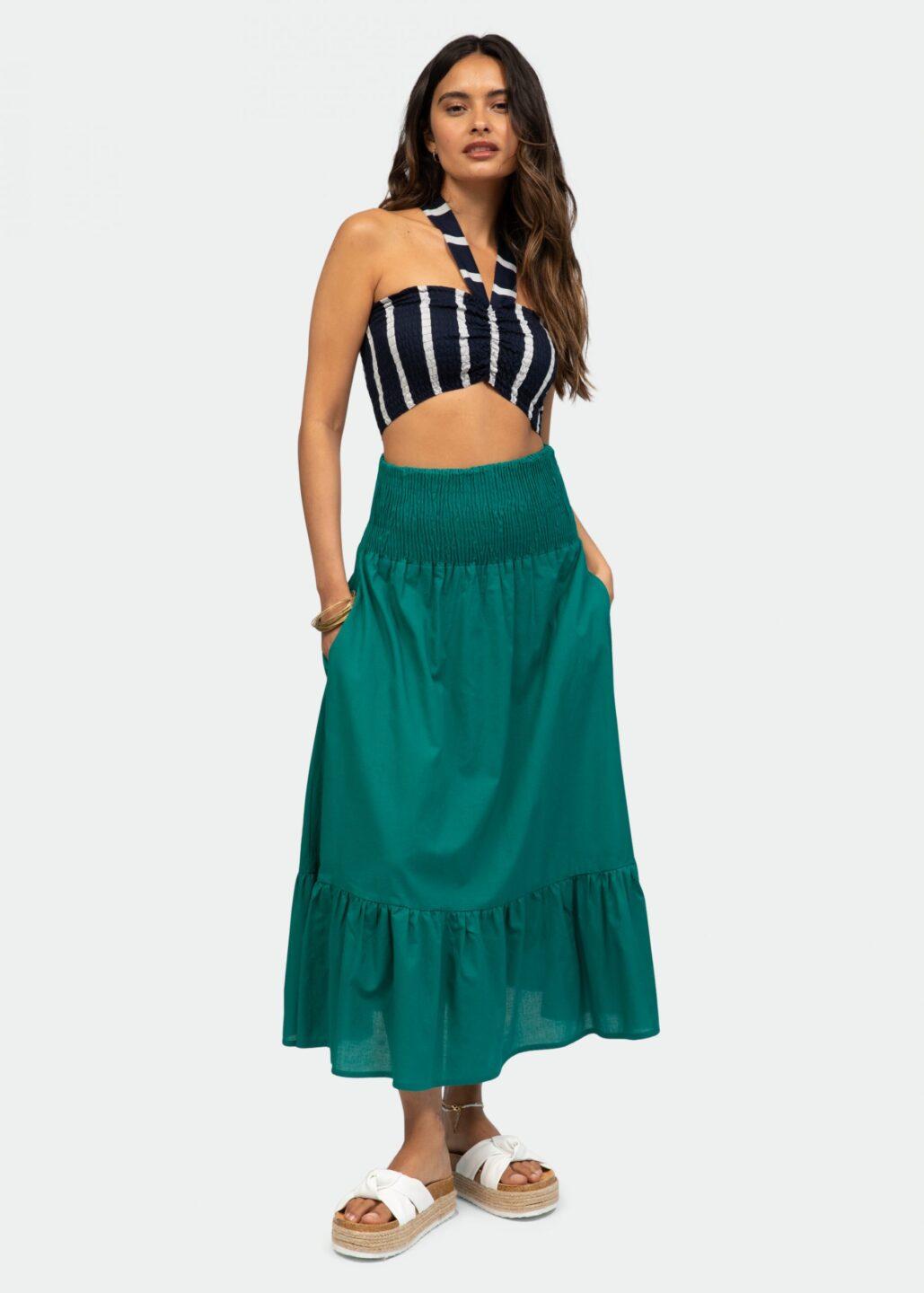 Convertible Midi Dress & Maxi Skirt 2 in 1 in Emerald Green - likemary