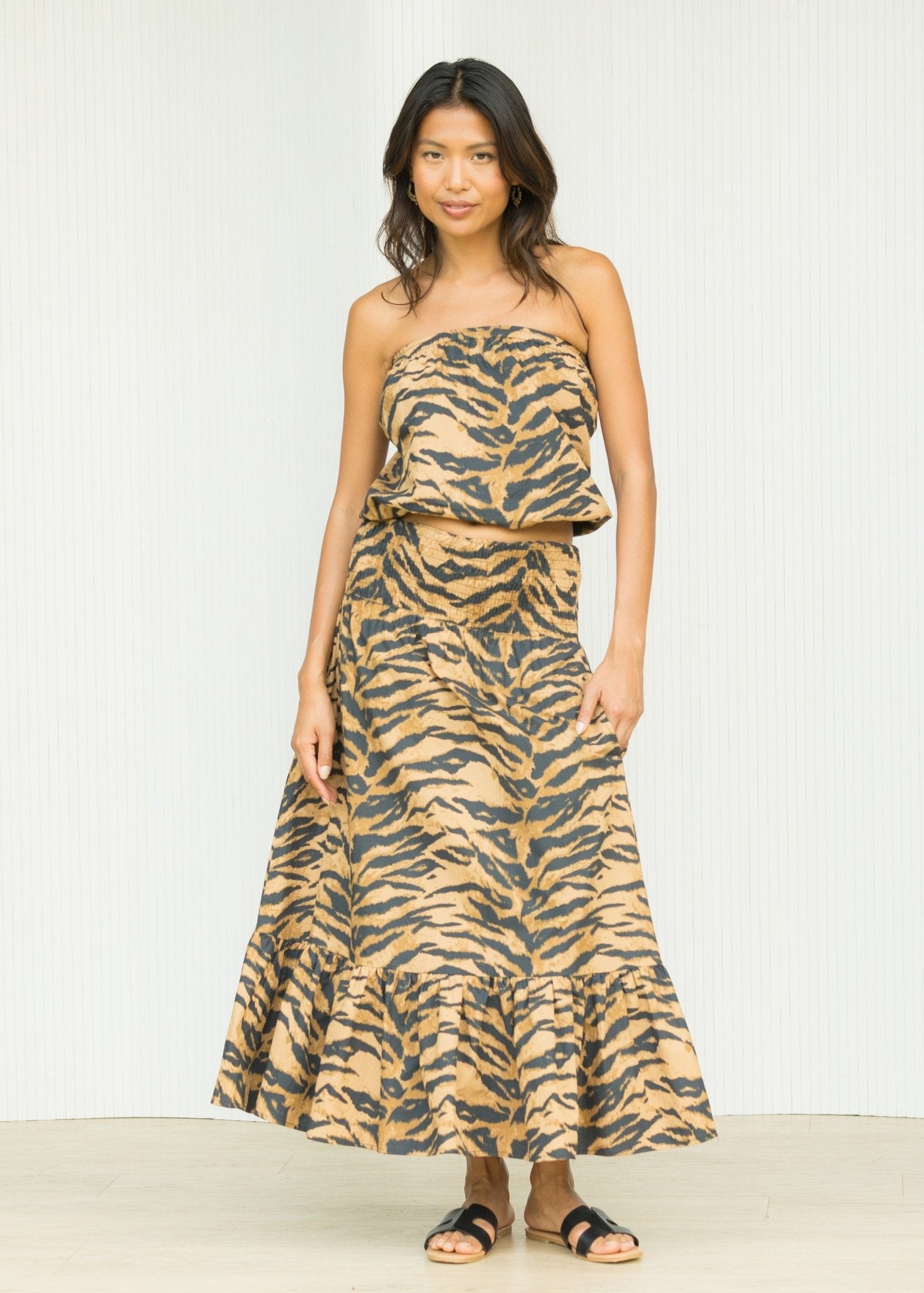 Cotton Convertible Skirt & Top Set Tiger Print - likemary