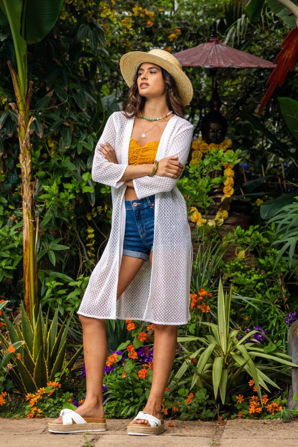 Cotton Crochet Kimono Cover - Up in White - likemary