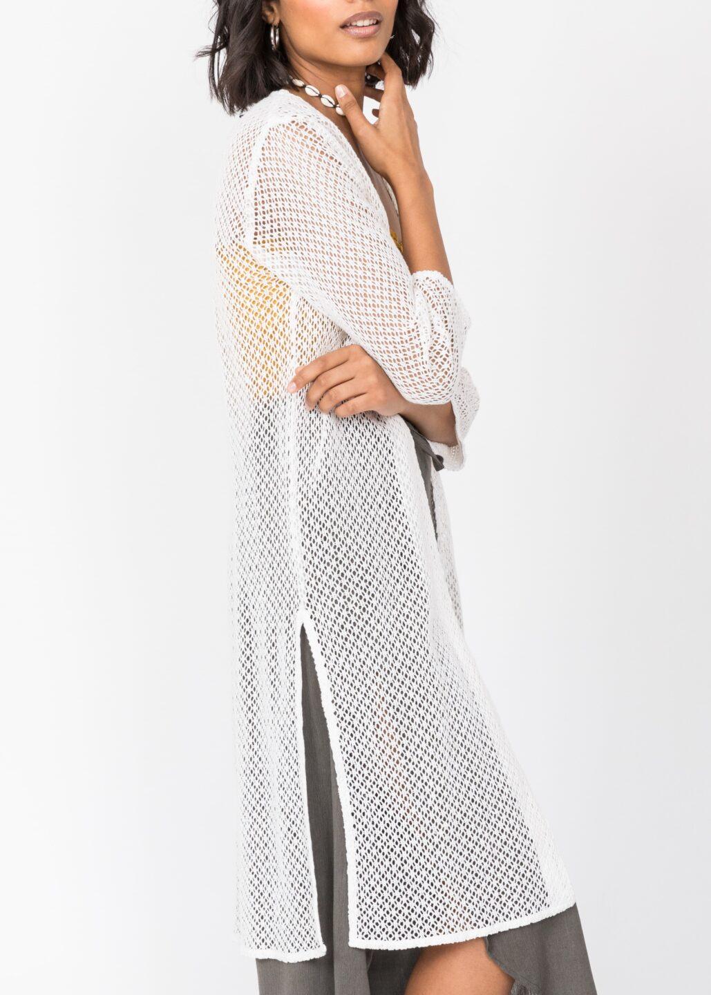 Cotton Crochet Kimono Cover - Up in White - likemary