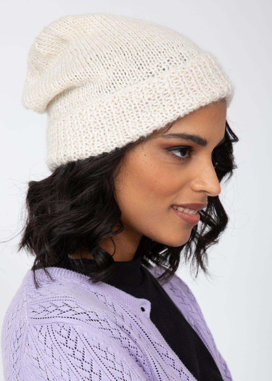 Cream Merino Wool Slouchy Beanie - Ethically Handmade - likemary