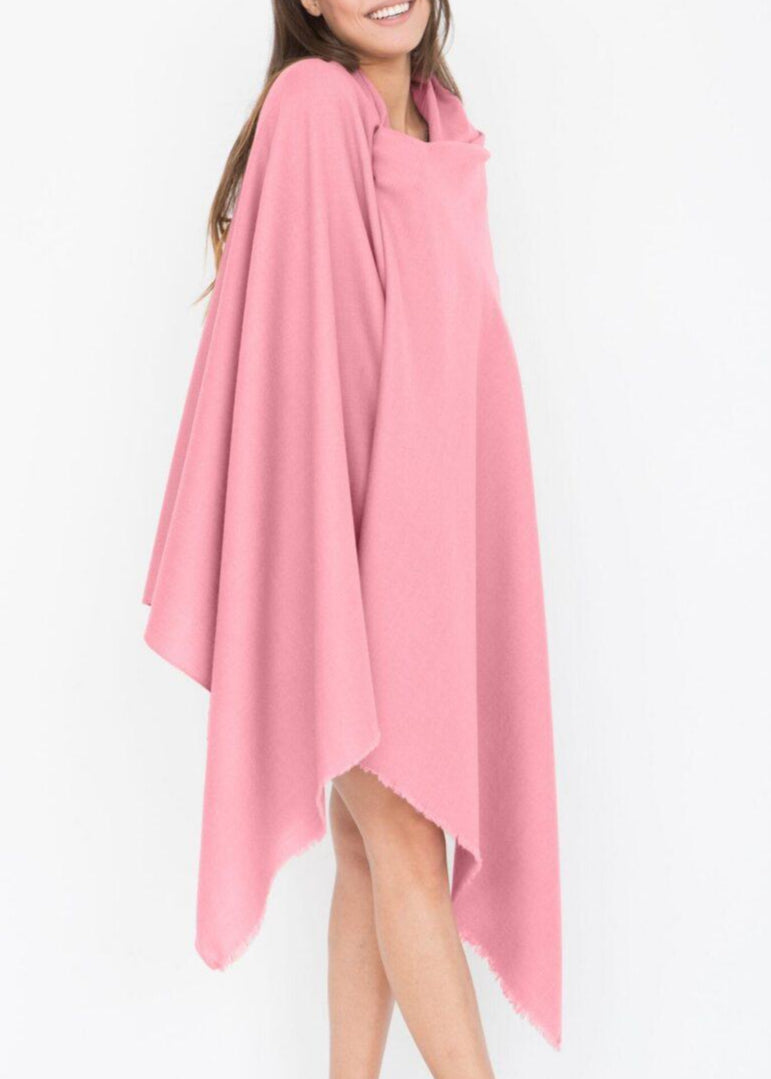 Ethically Handwoven Multi - Use Merino Wool Blanket Scarf in Rose Pink - likemary
