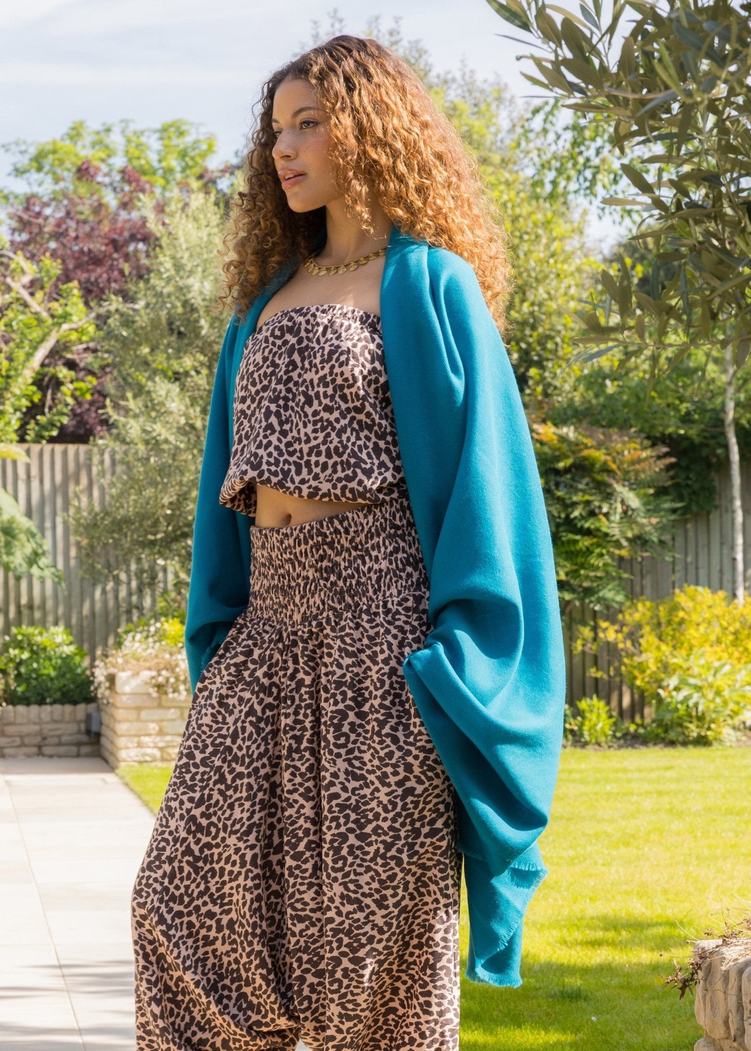 Ethically Handwoven Multi - Use Merino Wool Blanket Scarf in Turquoise - likemary