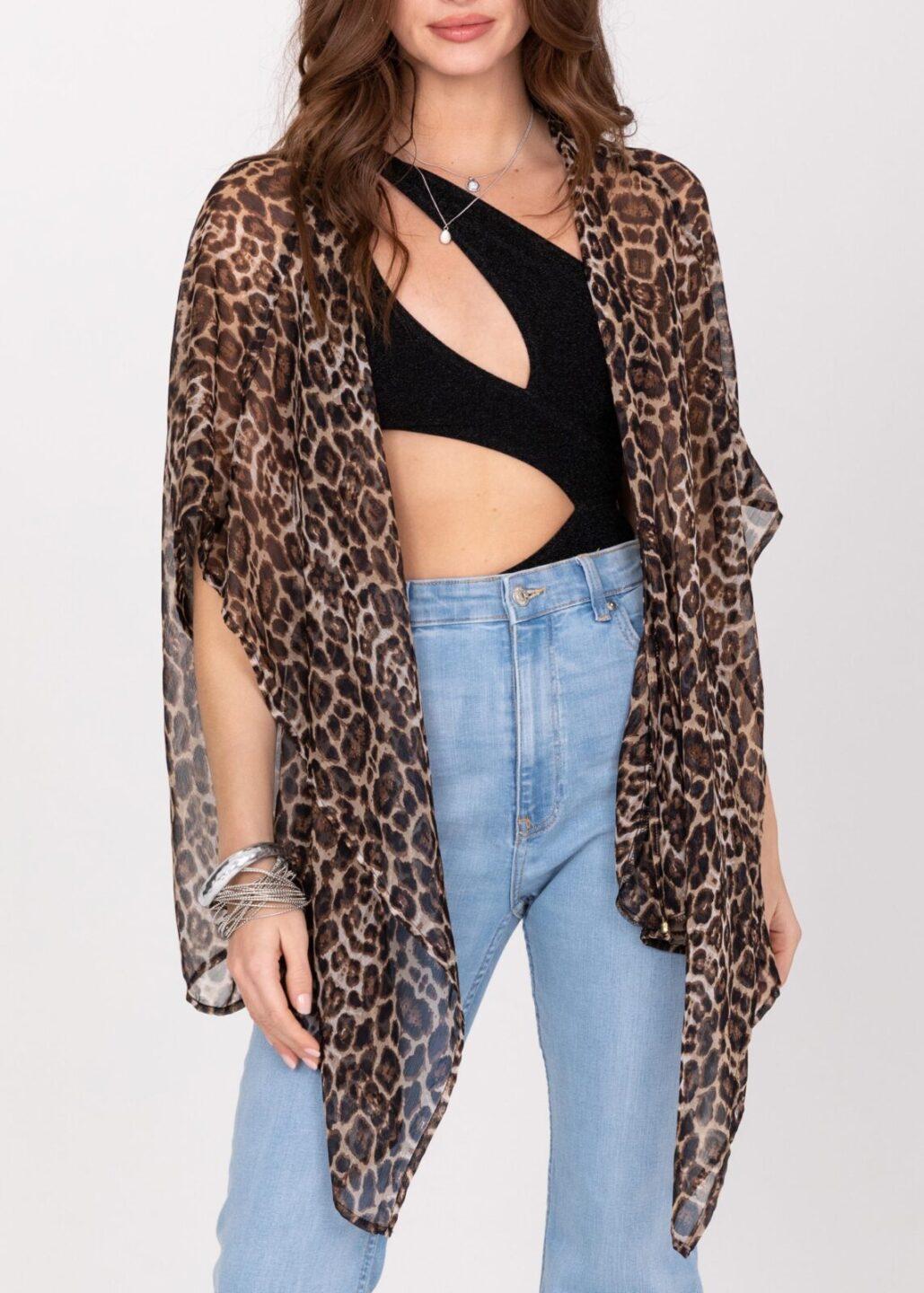 Floaty Sheer Kimono Cover Up in Sexy Leopard Print - likemary