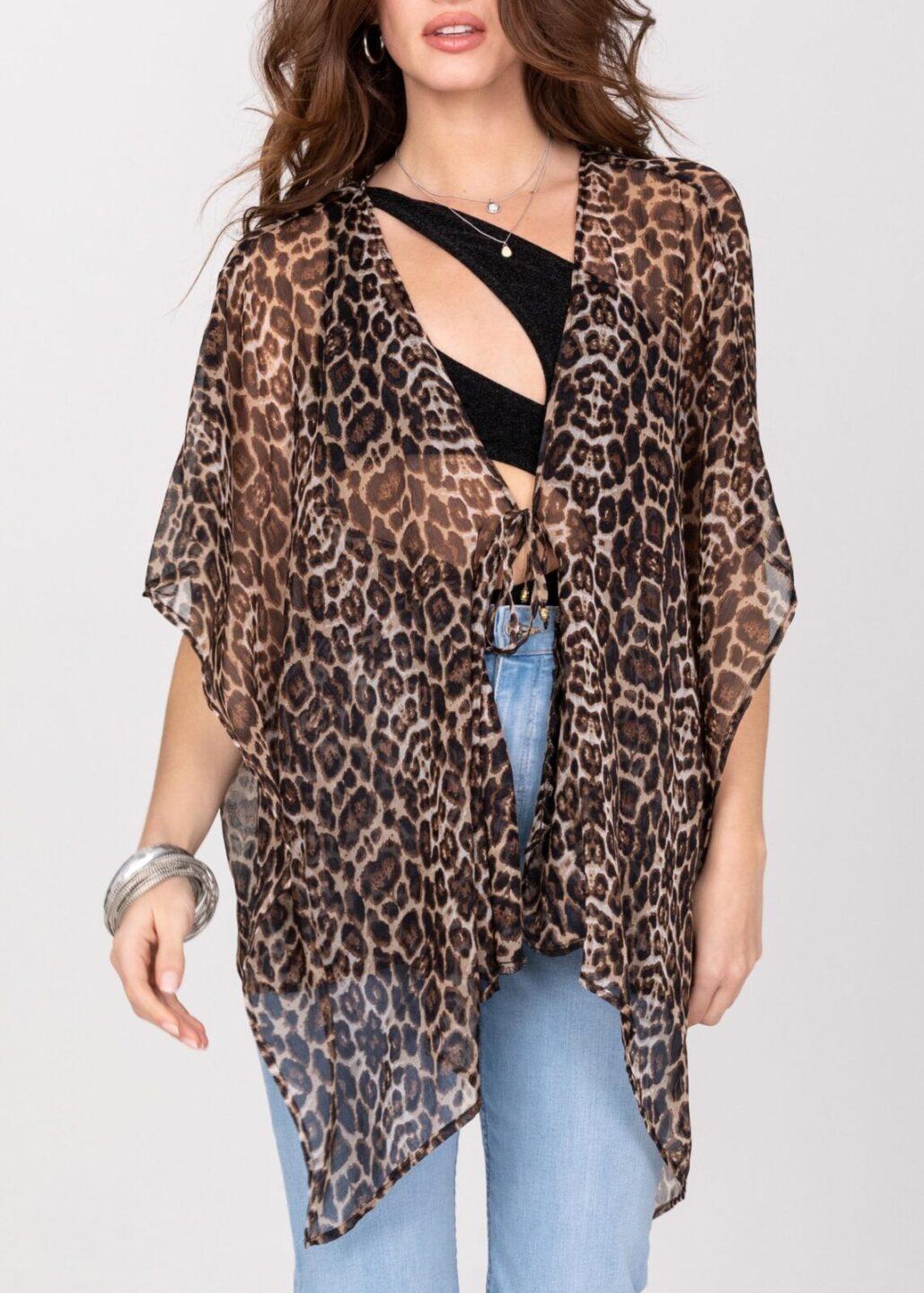 Floaty Sheer Kimono Cover Up in Sexy Leopard Print - likemary