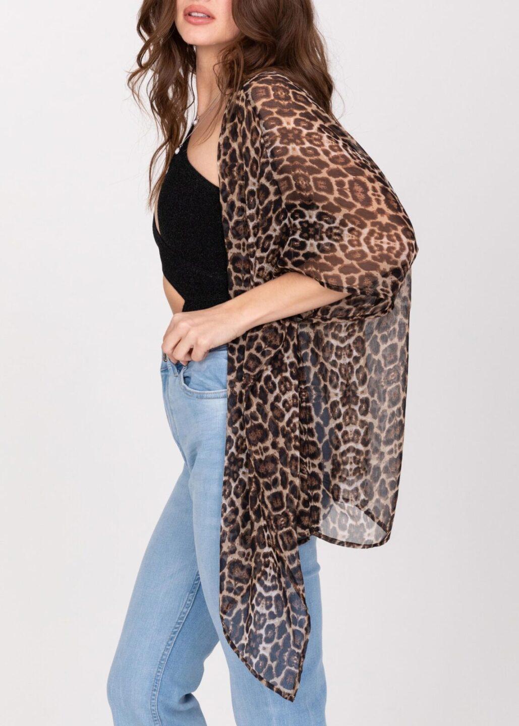 Floaty Sheer Kimono Cover Up in Sexy Leopard Print - likemary