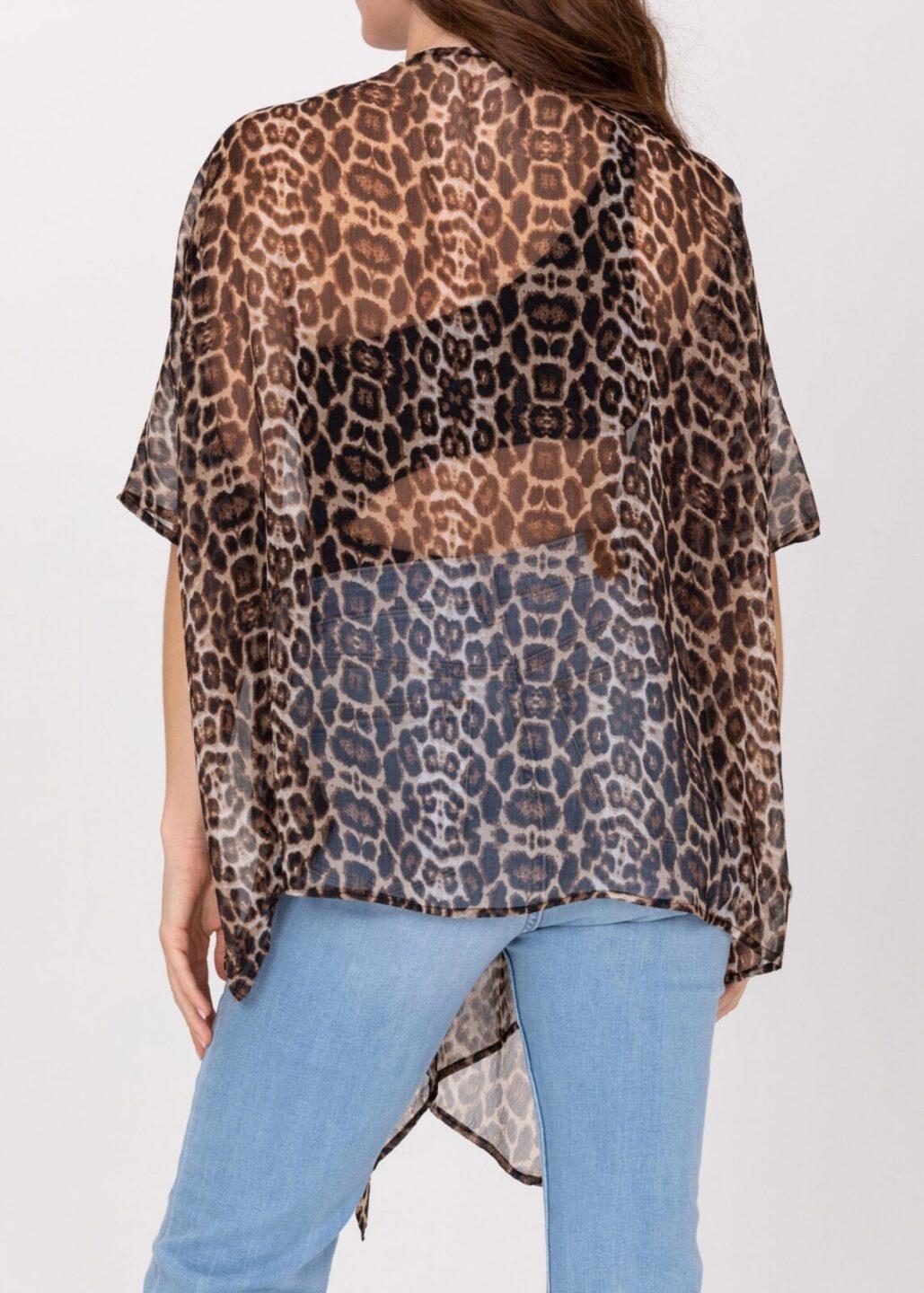 Floaty Sheer Kimono Cover Up in Sexy Leopard Print - likemary