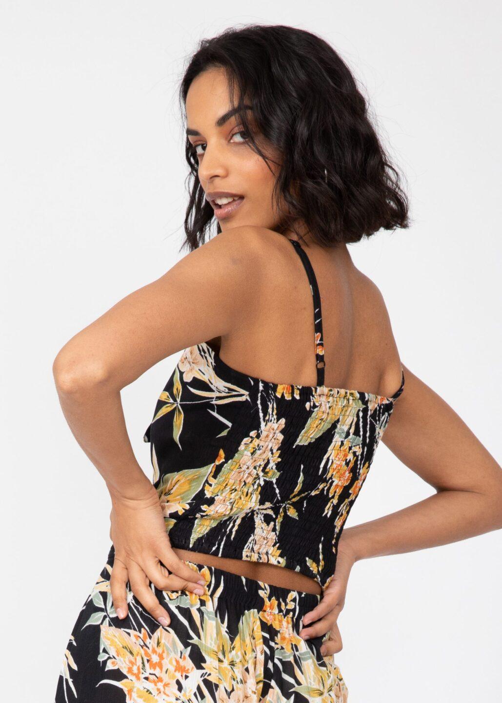 Floral Black Crop Top - likemary