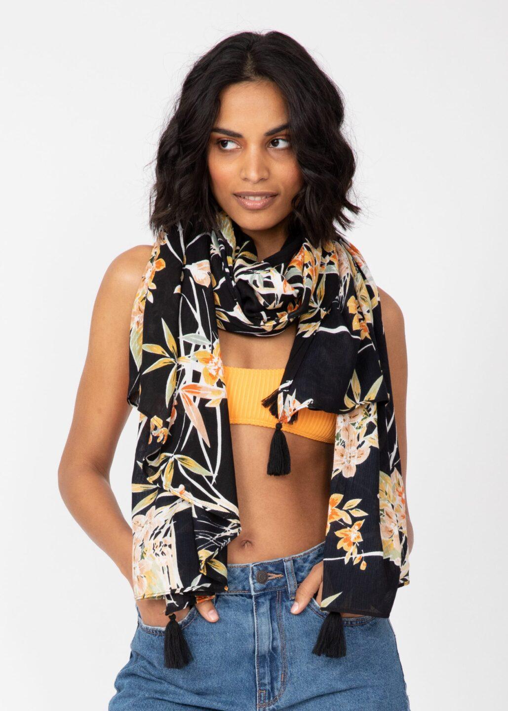 Floral Print Convertible Kimono Scarf - likemary