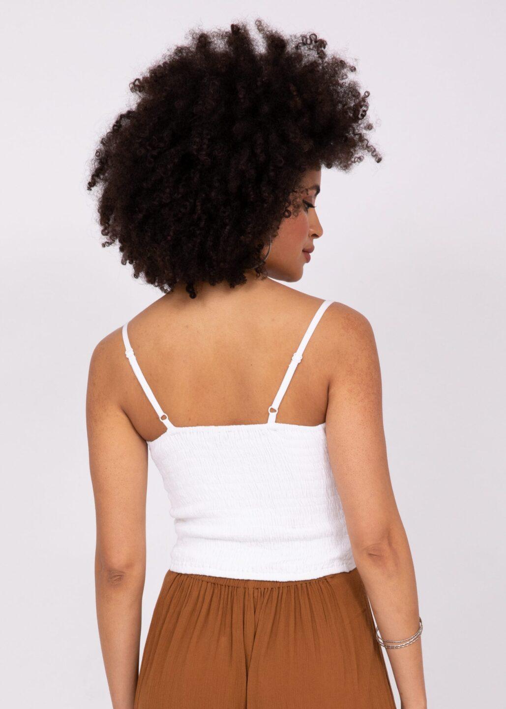 Front Tie Crop Cami Top in White - likemary