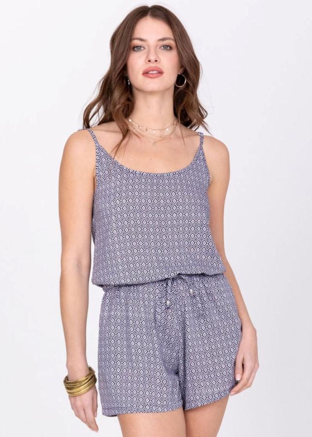 Geo Print Strappy Playsuit - likemary