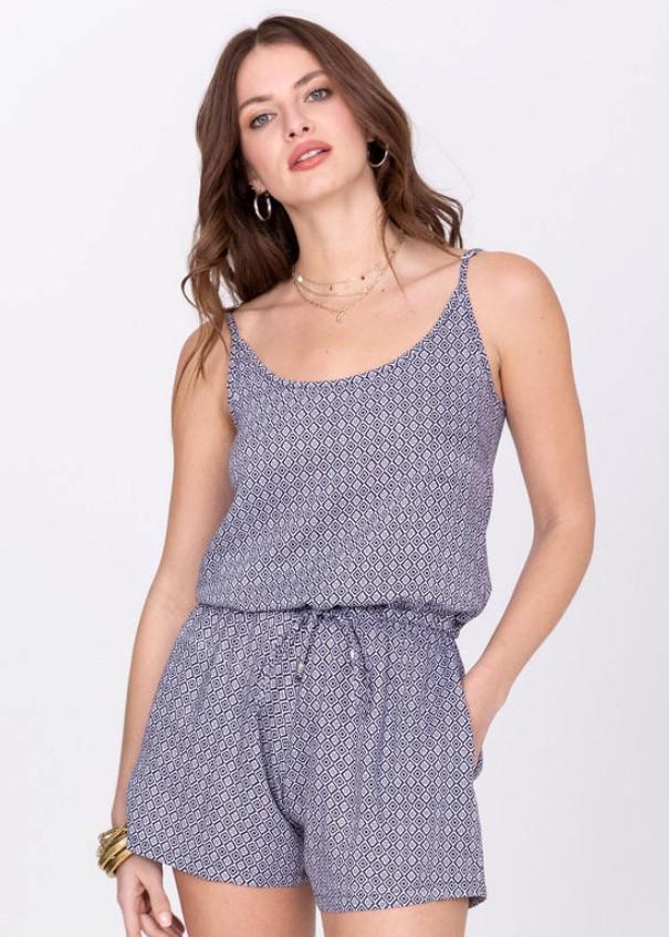 Geo Print Strappy Playsuit - likemary