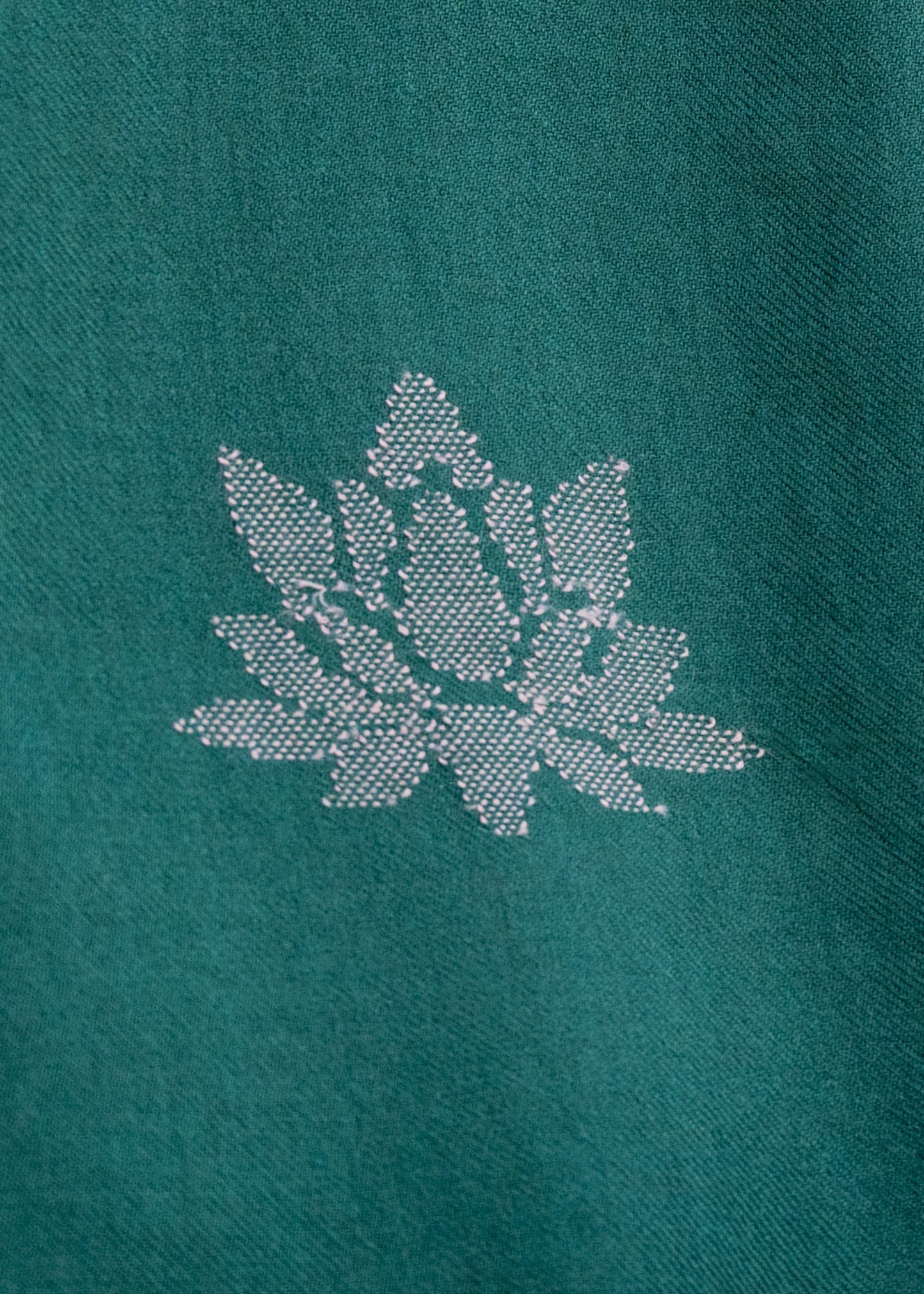 Green Shawl Wrap - Wool Blanket Scarf with Pink Lotus - likemary