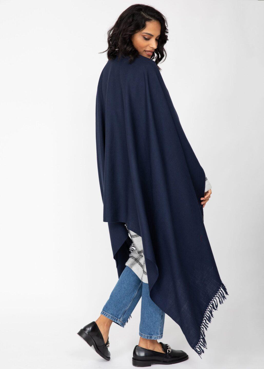 Handwoven Navy Blue Shawl Scarf - likemary