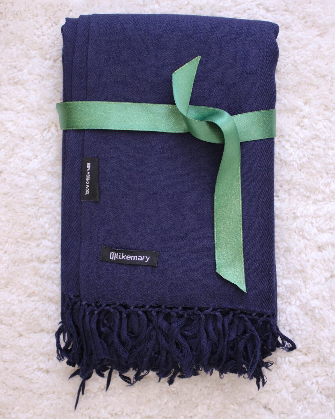 Handwoven Navy Blue Shawl Scarf - likemary