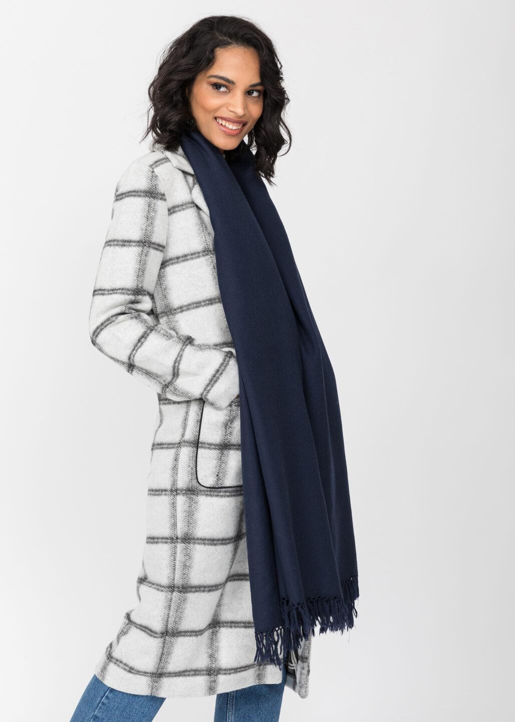 Handwoven Navy Blue Shawl Scarf - likemary