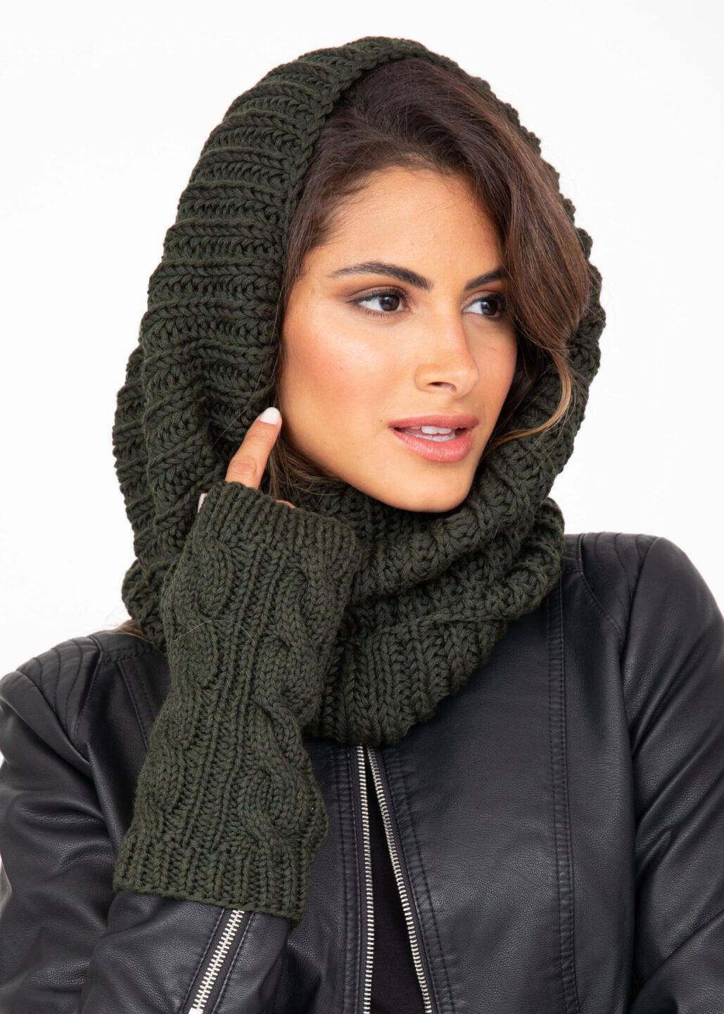 Infinity Snood Scarf Merino Wool Camo Green - likemary