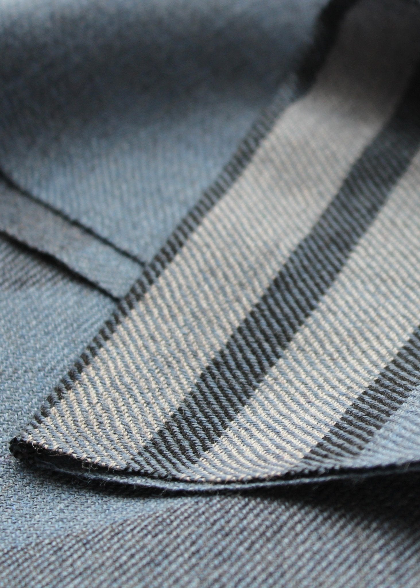 Jeans Blue Merino Wool Shawl – Striped Blanket Scarf for Women - likemary