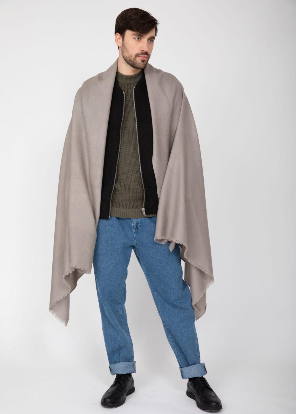 Kasa Merino Handwoven Oversize Scarf 100 X 200cm Mushroom