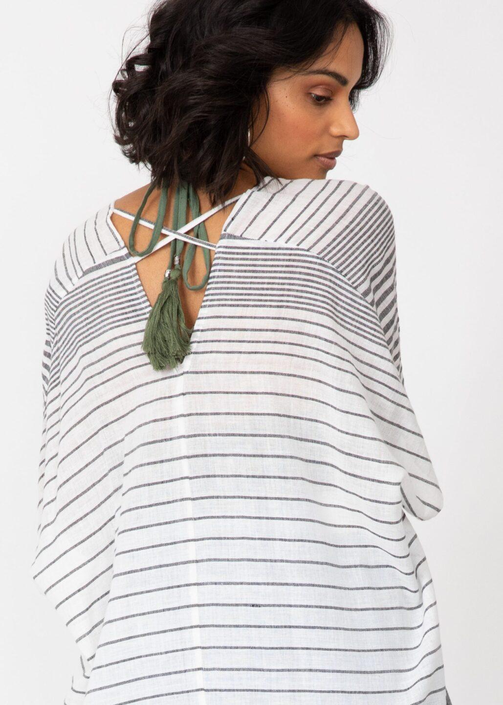 Kimono Cover Cover Up With Tassel Fringe In Stripes - likemary