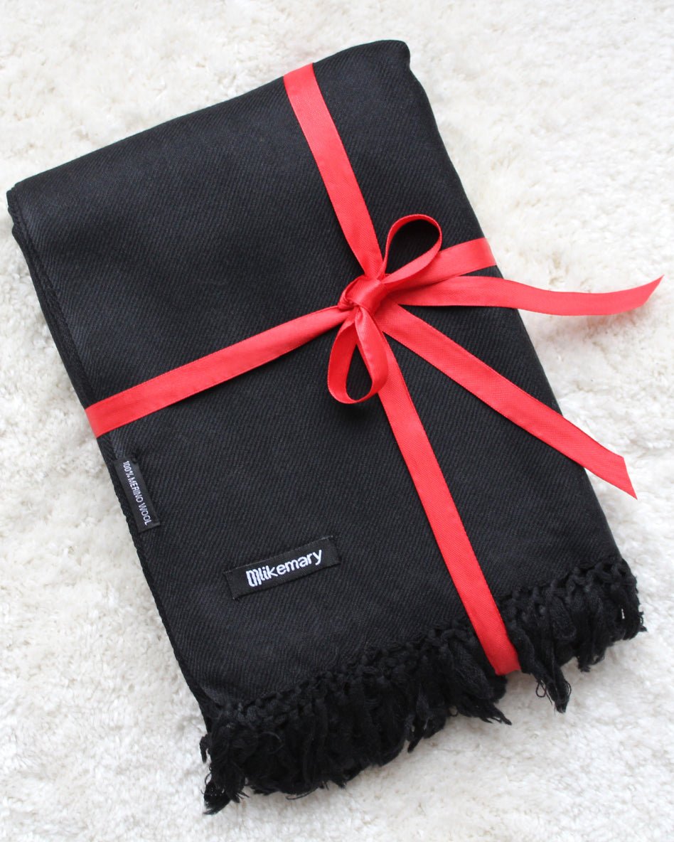 Multi - Use Handmade Blanket Scarf & Travel Wrap in Black - likemary