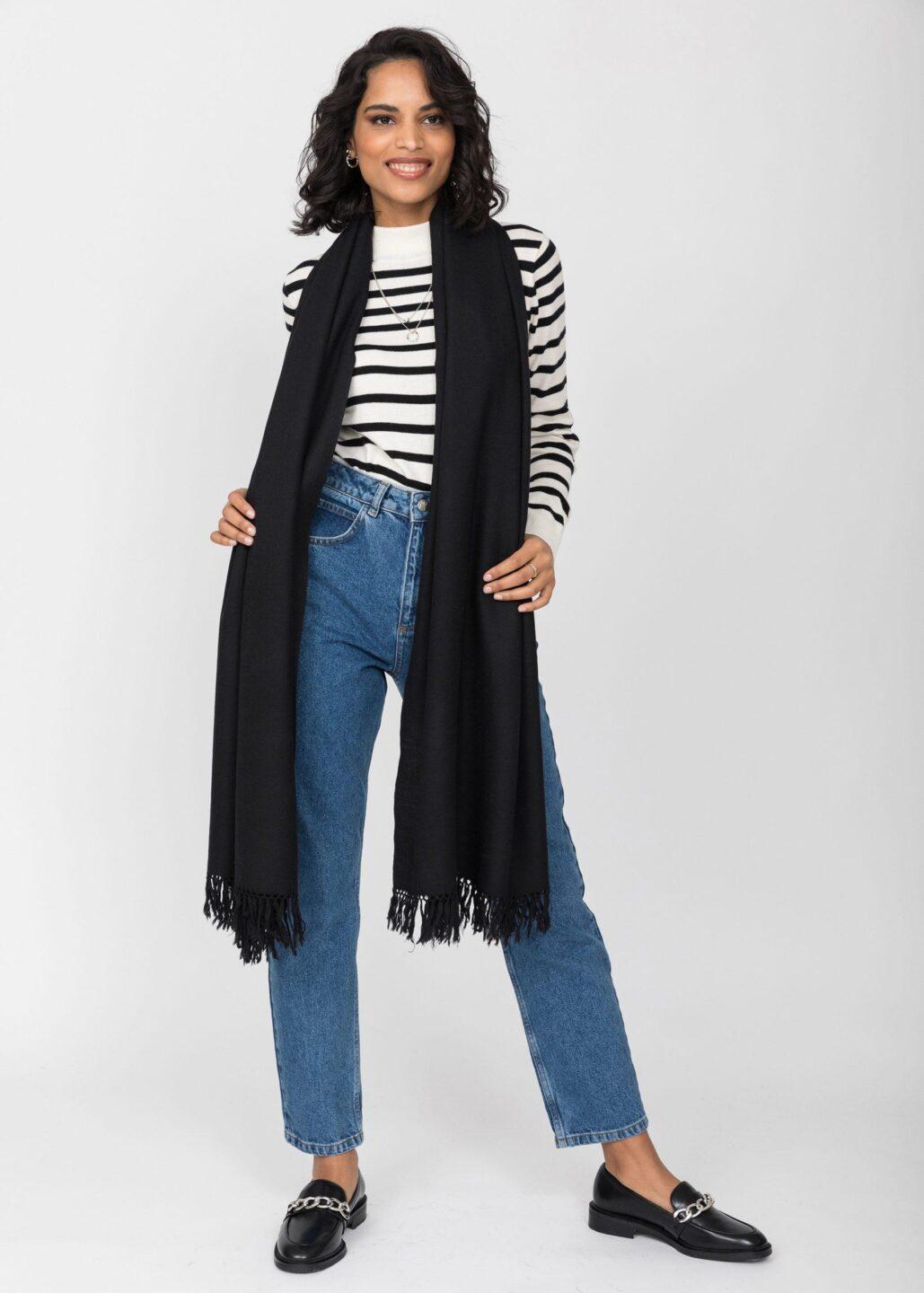 Multi - Use Handmade Blanket Scarf & Travel Wrap in Black - likemary