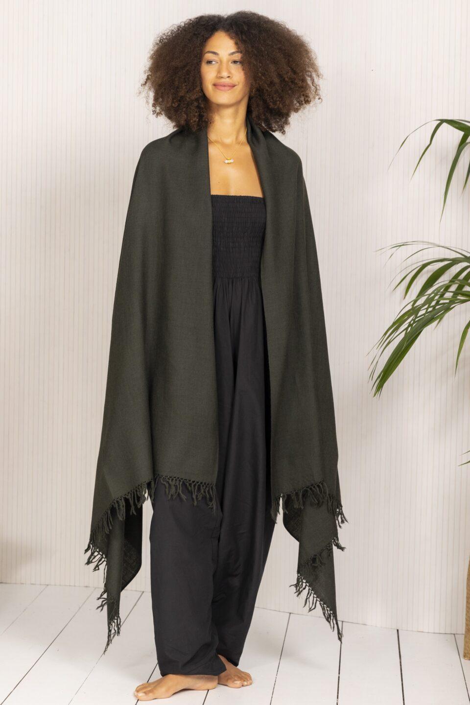 Multi - Use Handmade Blanket Scarf & Travel Wrap in Green - likemary
